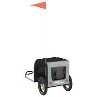 Hondenfietstrailer oxford stof en ijzer grijs en zwart 8
