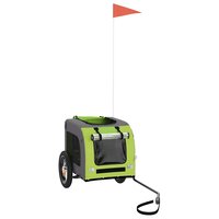 Hondenfietstrailer oxford stof en ijzer groen en grijs 3