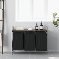 Wasmand 3 vakken met plank bruin eikenkleurig 3