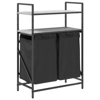 Wasmand 2 vakken met planken grijs sonoma eiken 2