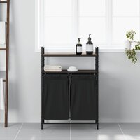 Wasmand 2 vakken met planken bruin eikenkleurig 3