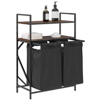 Wasmand 2 vakken met planken bruin eikenkleurig 4