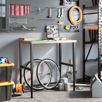 Werkbank rechthoekig 100x60x(73-99,5) cm massief eikenhout 3