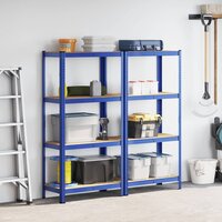 Opbergrekken 4-laags 2 st staal &amp; bewerkt hout blauw 3
