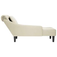 Chaise longue met kussen&amp;rechterarmleuning fluweel cr&egrave;mekleurig 5