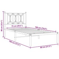 Bedframe met hoofdbord zonder matras metaal wit 75x190 cm 8