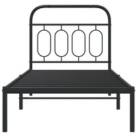Bedframe met hoofdbord metaal zwart 80x200 cm 4