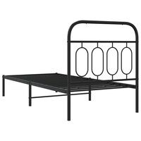 Bedframe met hoofdbord metaal zwart 80x200 cm 6