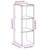 Boekenkast stapelbaar 30x30x80 cm bewerkt hout zwart eikenkleur 9