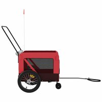 Hondenfietstrailer oxford stof en ijzer rood en zwart 7