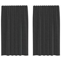 Gordijnen voile met roedezakken 2 st zwart 2