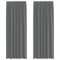 Gordijnen voile met roedezakken 2 st donkergrijs 2