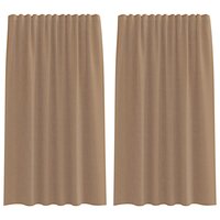 Gordijnen voile met roedezakken 2 st lichtbruin 2