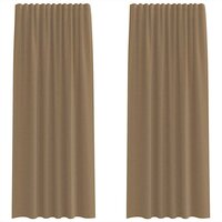 Gordijnen voile met roedezakken 2 st lichtbruin 2