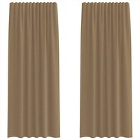 Gordijnen voile met roedezakken 2 st lichtbruin 2