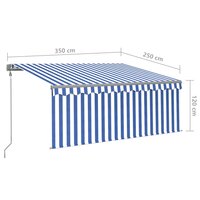 Luifel automatisch uittrekbaar rolgordijn 3,5x2,5 m blauw wit 9