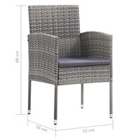 Tuinstoelen 2 st met donkergrijze kussens poly rattan grijs 7
