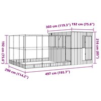 Voli&egrave;re met verlengstuk 497x303x216 cm staal zilverkleurig 8
