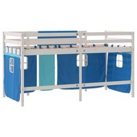 Kinderhoogslaper met gordijnen 80x200 cm grenenhout blauw 9