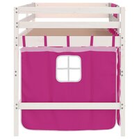 Kinderhoogslaper met gordijnen 90x200 cm grenenhout roze 8