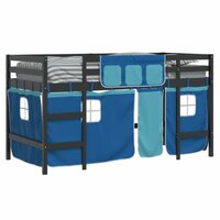 Kinderhoogslaper met gordijnen 90x200 cm grenenhout blauw 4