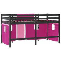 Kinderhoogslaper met gordijnen 90x200 cm grenenhout roze 9