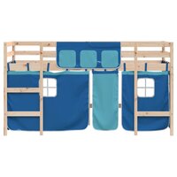 Kinderhoogslaper met gordijnen 90x190 cm grenenhout blauw 5