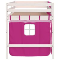 Kinderhoogslaper met gordijnen 90x190 cm grenenhout roze 8