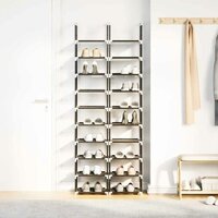 Schoenenrekken 2 st 33x33x174 cm vliesvrij 10-laags zwart 4