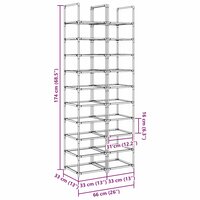 Schoenenrekken 2 st 33x33x174 cm vliesvrij 10-laags zwart 9