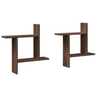 Wandschappen 2 st 50x12x50 cm bewerkt hout bruin eikenkleurig 2
