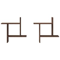 Wandschappen 2 st 50x12x50 cm bewerkt hout bruin eikenkleurig 4