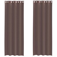Gordijnen voile met doorvoertules 2 st 140x260 cm bruin 2