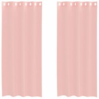 Gordijnen voile met doorvoertules 2 st 140x245 cm roze 2