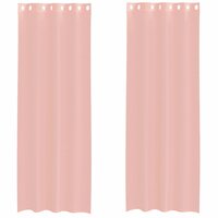 Gordijnen Voile met doorvoertules 2 st 140x260 cm roze 2