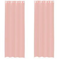 Gordijnen voile met doorvoertules 2 st 140x300 cm roze 2