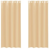 Gordijnen Voile met doorvoertules 2 st zand 2