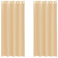 Gordijnen Voile met doorvoertules 2 st zand 2