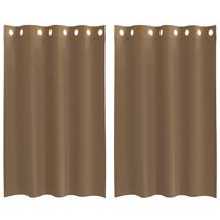 Gordijnen voile met doorvoertules 2 st lichtbruin 2