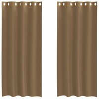 Gordijnen voile met doorvoertules 2 st lichtbruin 2
