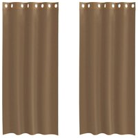 Gordijnen voile met doorvoertules 2 st lichtbruin 2