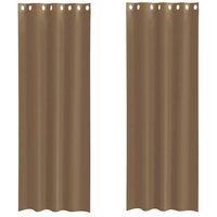 Gordijnen voile met doorvoertules 2 st lichtbruin 2