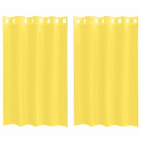 Gordijnen voile met doorvoertules 2 st geel 2