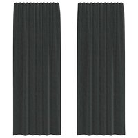 Gordijnen voile met roedezakken 2 st zwart 2