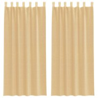 Gordijnen voile met roedezakken 2 st zand 2
