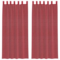 Gordijnen voile met roedezakken 2 st wijnrood 2