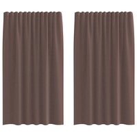Gordijnen voile met tab top 2 st bruin 2