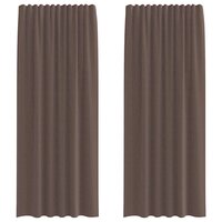 Gordijnen voile met tab top 2 st bruin 2