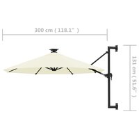 Wandparasol met LED&amp;apos;s 300 cm zandkleurig 9