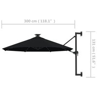 Wandparasol met LED&amp;apos;s 300 cm zwart 9